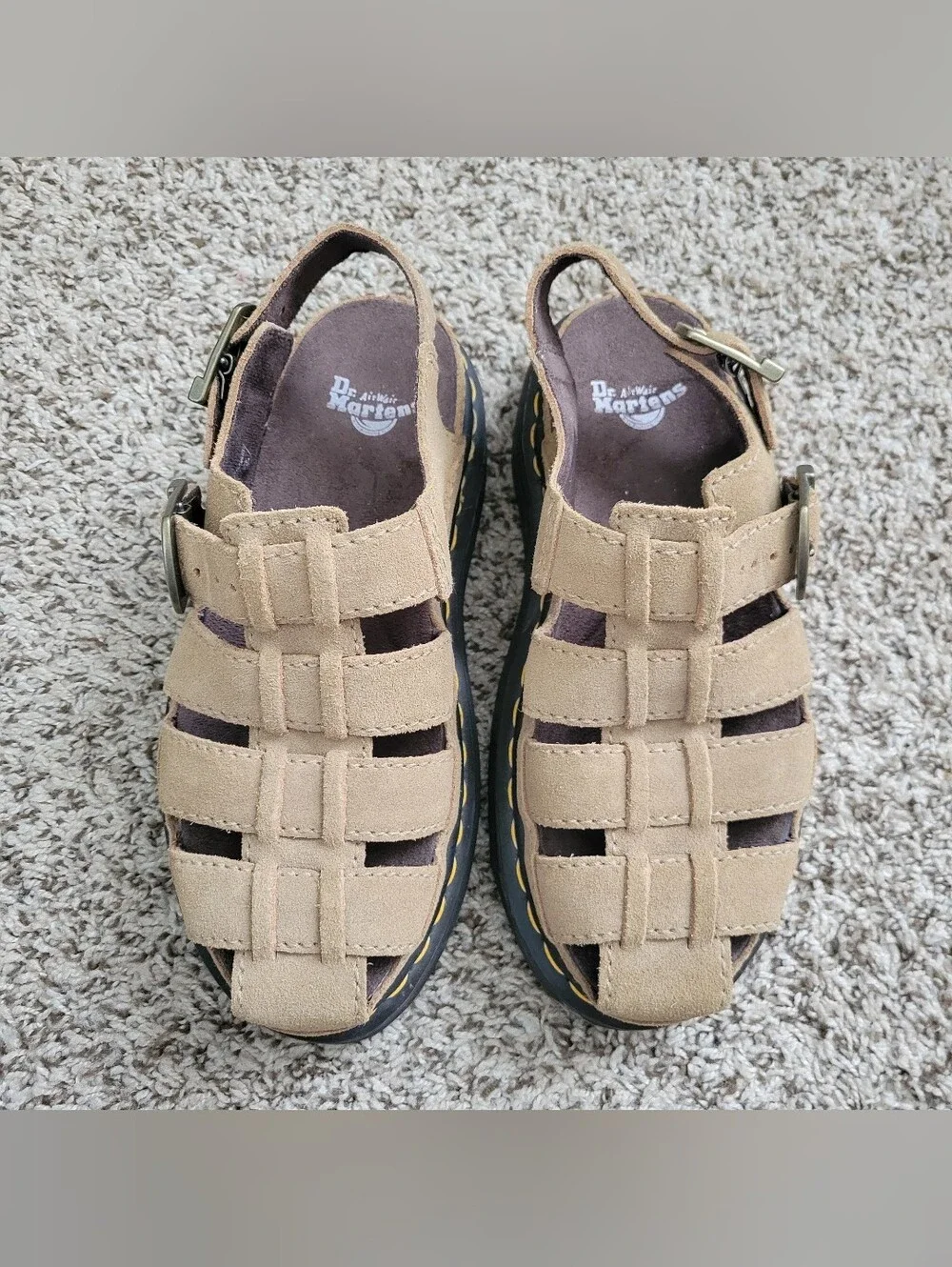 Dr. Martens Wrenlie Bronx Suede Leather Fisherman Sandals Shoes Tan M 6 / W 7